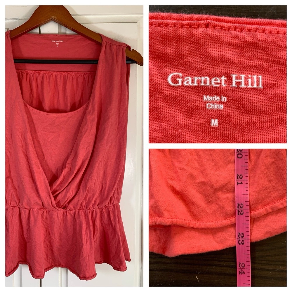 Garnet Hill Top‎ Women's Medium Tank Tunic Coral Boho Cute Summery Elastic Waist